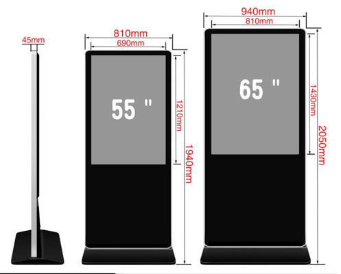 Tầng trong nhà Quảng cáo Android Màn hình LCD kỹ thuật số LCD RK3368 RK3288 RK3399