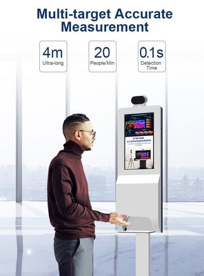 Màn hình quảng cáo kỹ thuật số màn hình LCD TFT với Máy phân phối nước rửa tay và Kiosk kiểm tra nhiệt độ nhiệt
